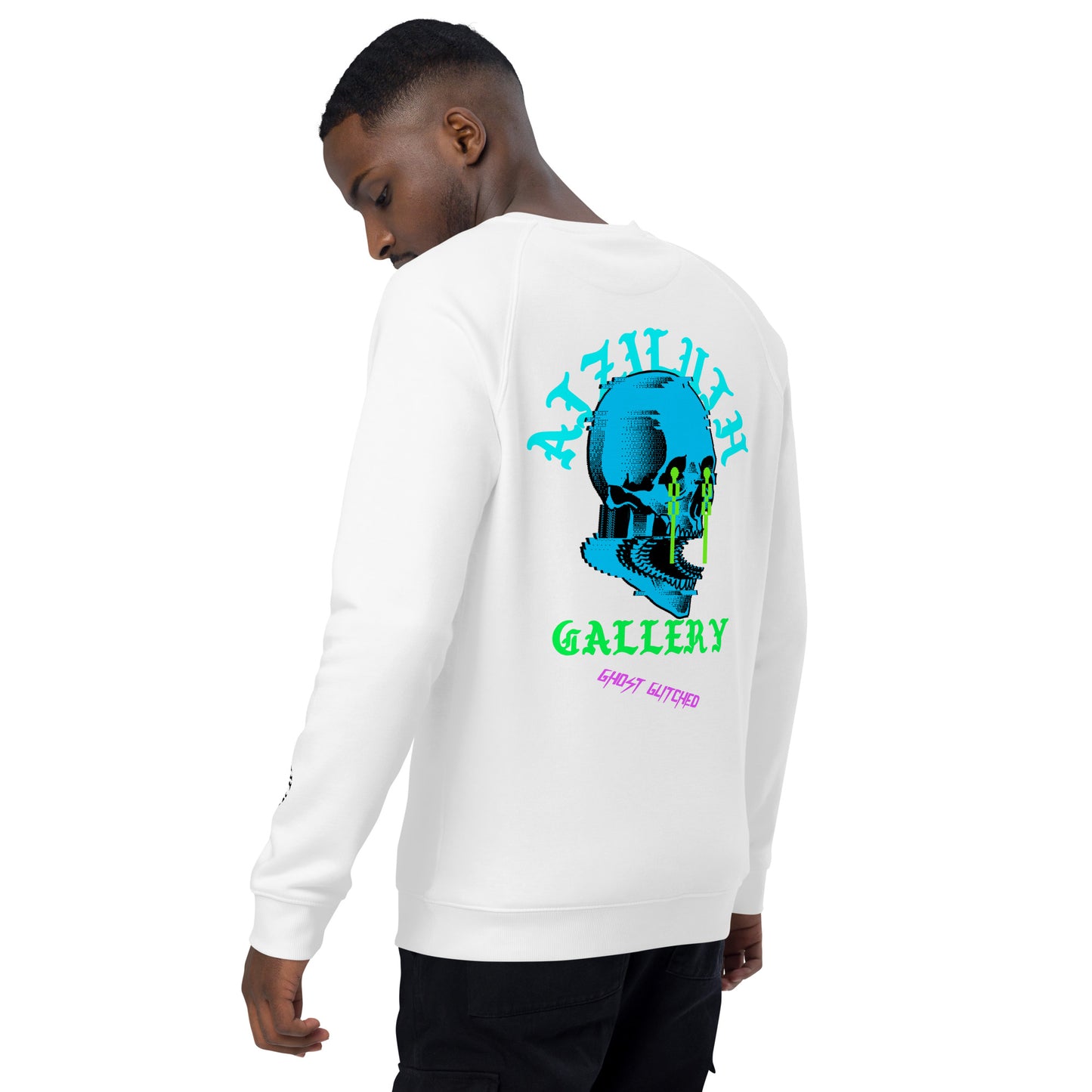 Atziluth "Ghost Glicthed" Unisex organic raglan sweatshirt