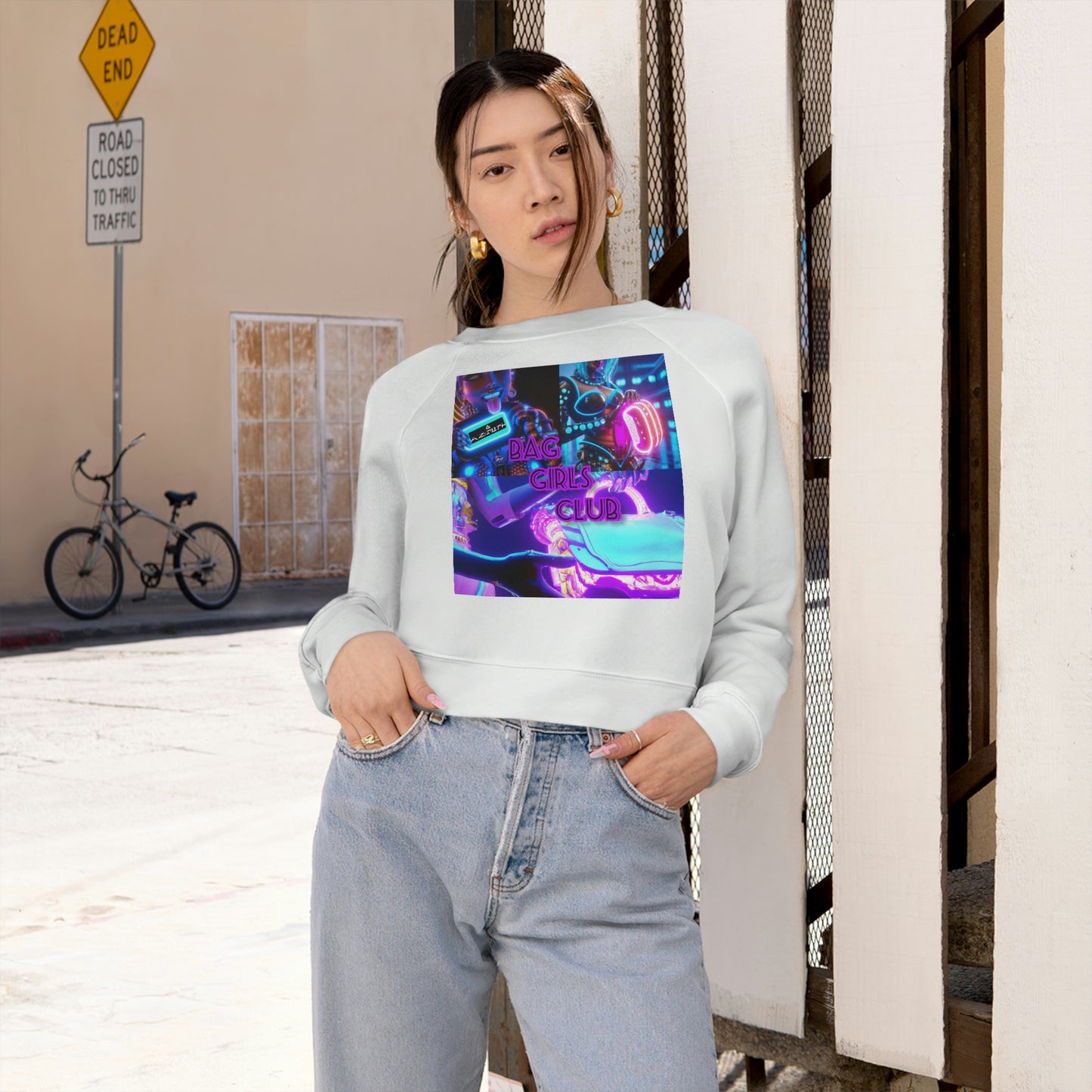 Atziluth Gallery Womens Cropped Sweater "Bag Girls Club"